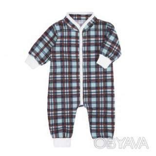 Ромпер ясельний "Клітинка" 2.0 футер, Лазуровий, 68 (6 міс)
