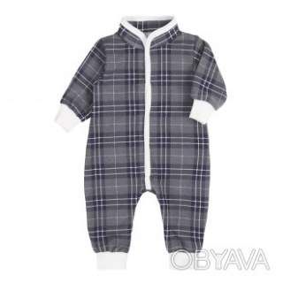 Ромпер ясельний "Клітинка" 2.0 футер, Сірий, 68 (6 міс)