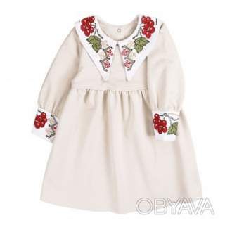 Дитяча сукня з вишитим комірцем "Наталка", Крем-брюле