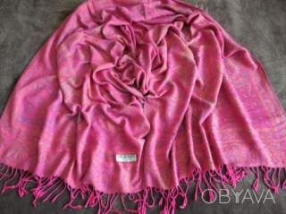 Красива ніжна рожево-бузкова пашміна, палантин, шарф, 100% pashmina