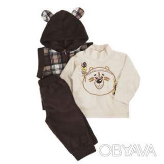 Флісовий комплект трійка "Be Brave", Коричневий, 92 (2 роки)