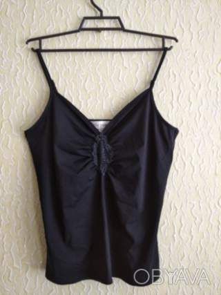 Нейлонова жіноча чорна майка на тонких бретельках, р.М, Victoria