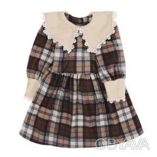 Сукня флісова дитяча з мереживом "Мія", Коричневий, 104 (4 роки)