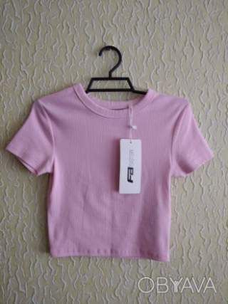 Нова рожева трикотажна футболка топ в широкий рубчик, р.ХС, FB Sister