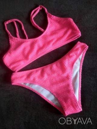 Красивий яскравий рожевий купальник жатка, р.ХС-С
