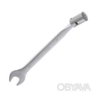 Ключ рожково-накидний, шарнірний, 17 мм,, Cr-V, покриття