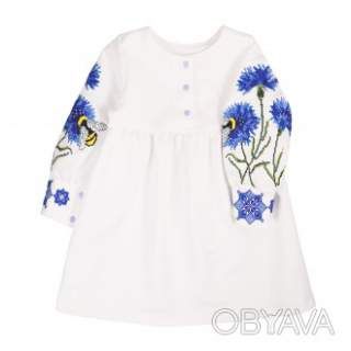 Сукня дитяча з вишивкою "Волошка", Молочний, 110 (5 років)