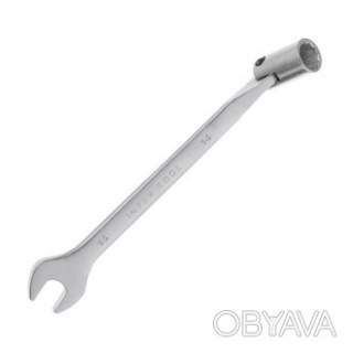 Ключ рожково-накидний, шарнірний, 14 мм,, Cr-V, покриття