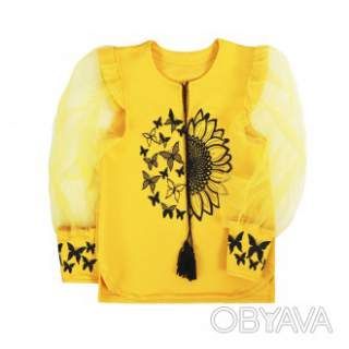 Вишиванка для дівчинки "Соняшник" фатиновий рукав, Жовтий
