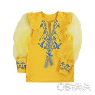 Вишиванка для дівчинки "Ластівка" з фатиновим рукавом, Жовтий