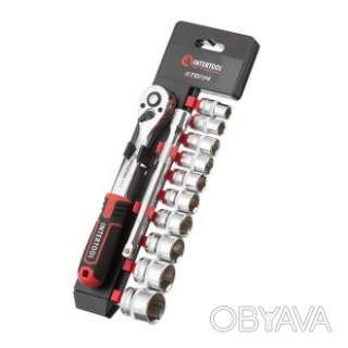 Набір головок STORM, 3/8", Cr-V, 12 од., головки: 10-24 мм, тріскачка 72 зуби