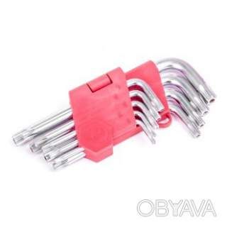 Набір ключів Г-подібних TORX, з отвором, 9 шт., Т10-Т50