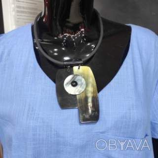 Кольє оригінальне з рогу буйвола натуральне коричневе