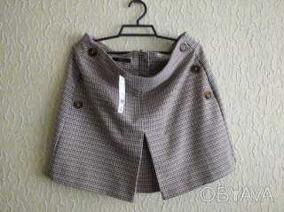 Нова якісна спідниця юбка в клітинку, трапеція зі складкою спереді, George