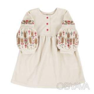 Флісова сукня з вишивкою "Колоски", Капучіно, 92 (2 роки)