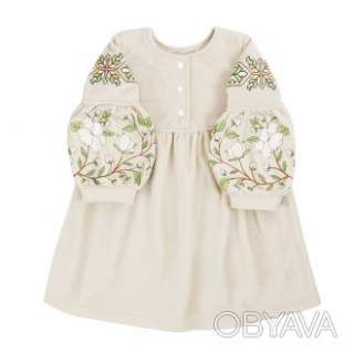 Флісова сукня з вишивкою "Бавовна", Капучіно, 98 (3 роки)