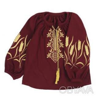 Вишиванка для дівчинки "Колоски", Бордовий, 110 (5 років)