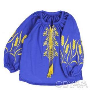 Вишиванка для дівчинки "Колоски", Електрик, 128 (9 років)