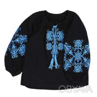 Вишиванка для дівчинки "Леліта", Чорний, 128 (9 років)