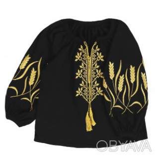 Вишиванка для дівчинки "Колоски", Чорний, 146 (11 років)