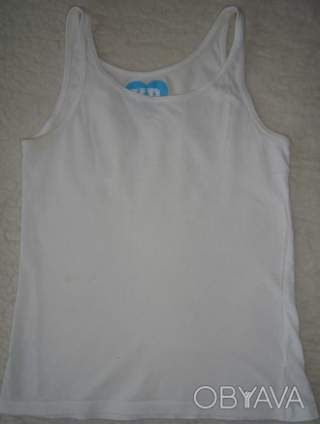 Біла майка для дівчіни з блакитним серцем і написом YD 10-11 YRS 146 CM