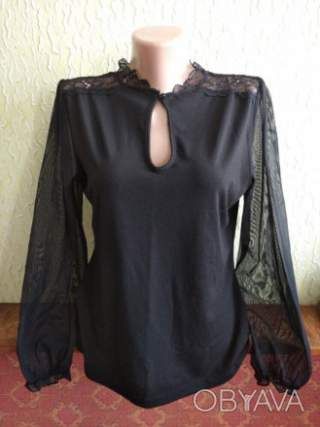 Чорна з кружевом і сєточкой кофточка, реглан, гольф