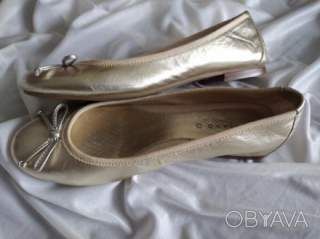 Золотисті мякі шкіряні кожаные туфлі балетки, р. 37, Pesaro, Італія
