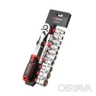 Набір головок STORM, 1/2", Cr-V, 12 од., головки: 10-24 мм, тріскачка 72 зуби