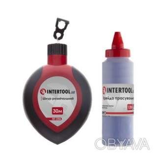 Шнур розмічальний 30 м з коректором, крейда 120 г (синя) INTERTOOL MT-2506