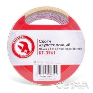 Скотч двосторонній, 5 м, 50 мм, на тканинній основі INTERTOOL KT-0961